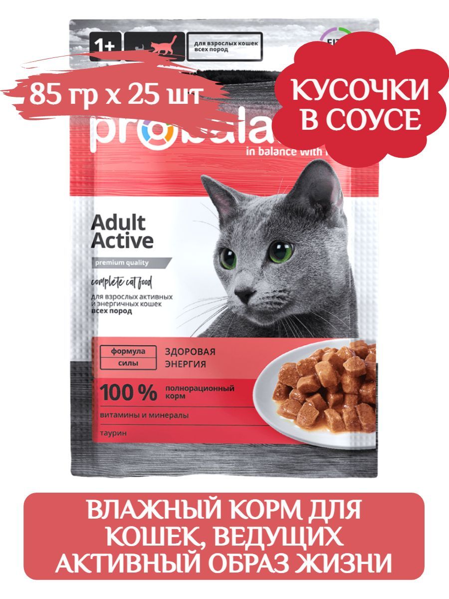 ProBalance Active корм для активных кошек (пауч) 85г х 25шт фото