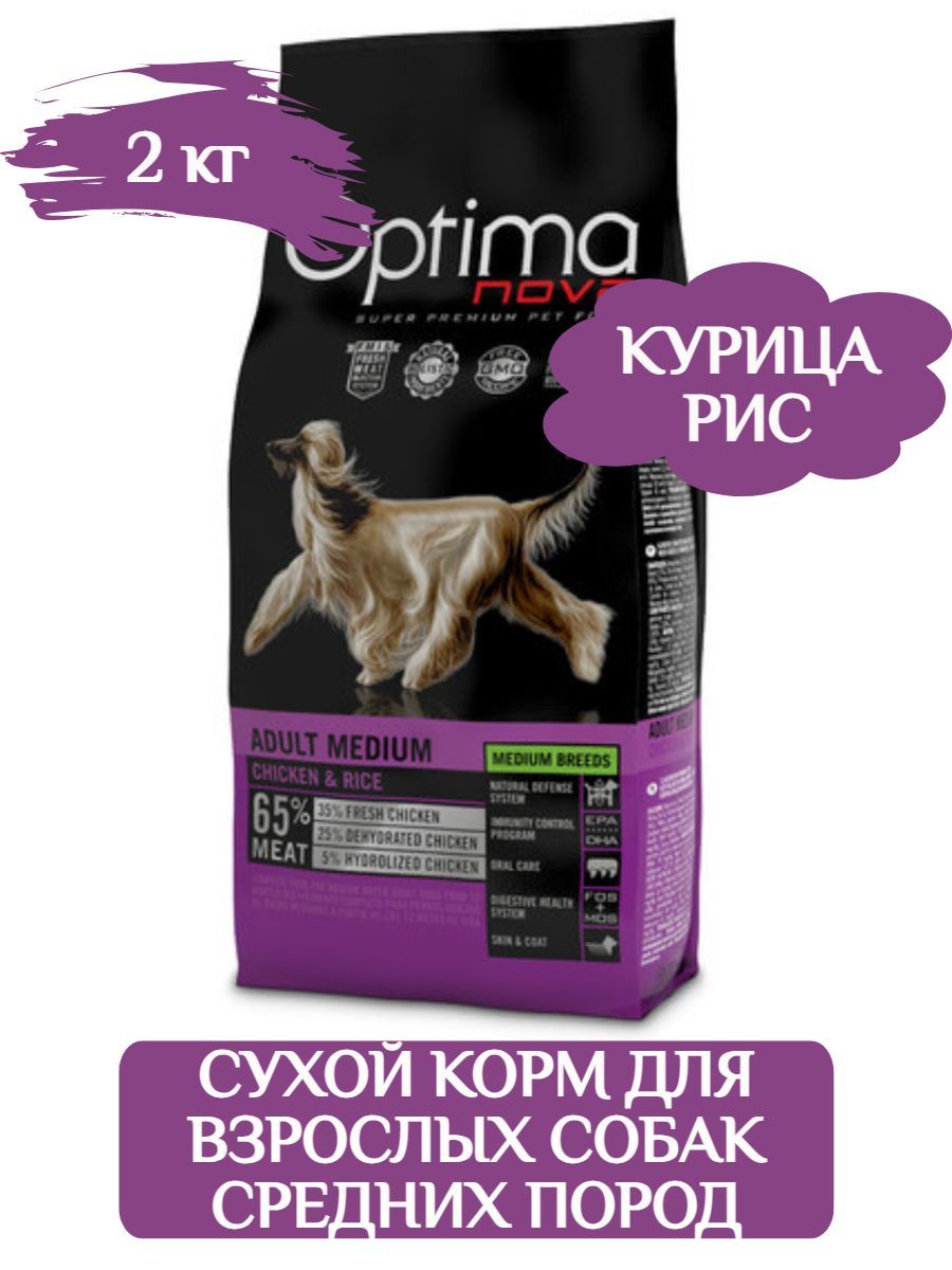 Optima Nova Adult Medium сухой корм для собак средних пород 2 кг фото