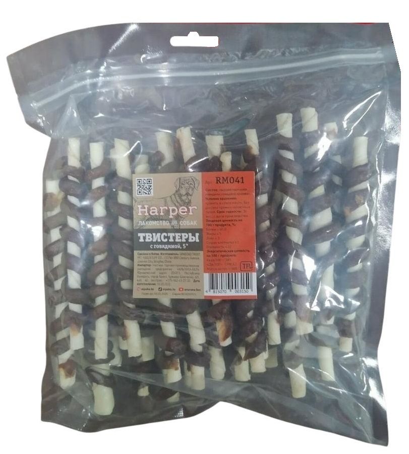 Harper Лакомство для собак Твистеры с говядиной 5см (500гр) фото