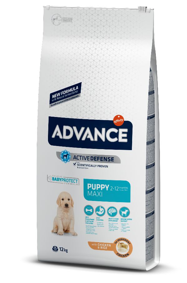 Корм для собак Advance 12кг Сухой корм для щенков крупных пород от 2 до 12 мес с курицей и рисом фото